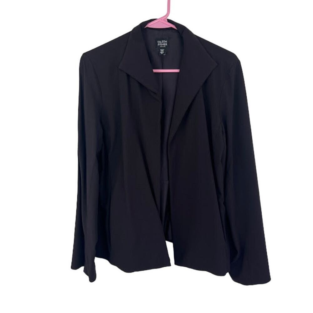 Eileen Fisher Wool blend open front blazer womens size PL